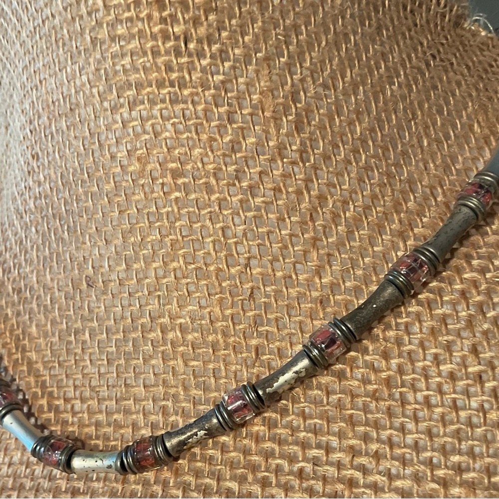 Life Is Good Elegant Silver and Deep Red Necklace